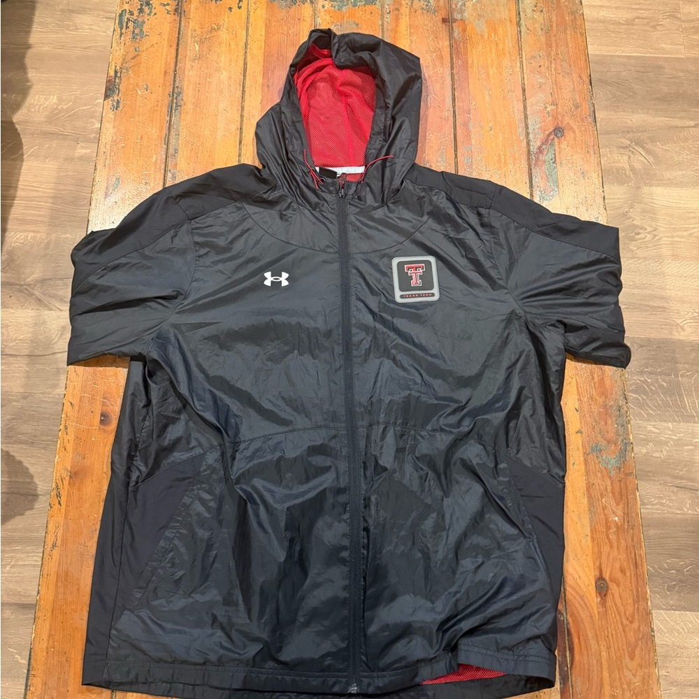 Under Armour Black Hooded Windbreaker with Red Lining